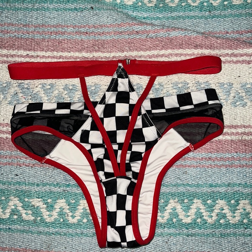 Hamade Activewear black and white checkered pole dancing booty shorts